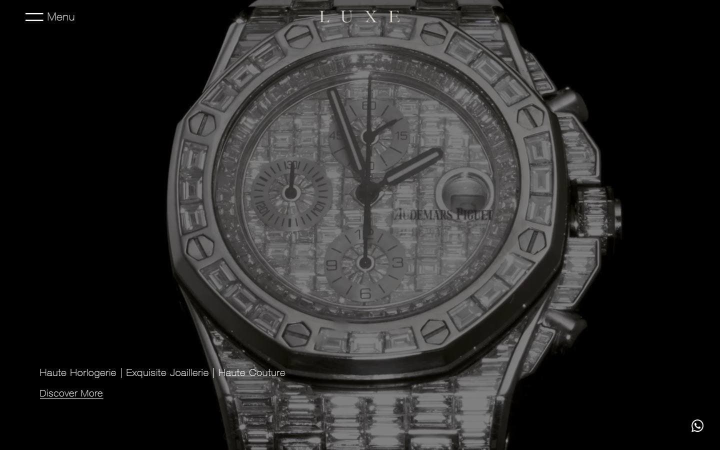 Luxe homepage, opening on a diamond-set chronograph.