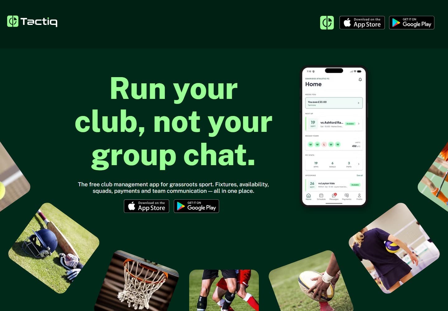 TactiqClub homepage, with the product shown on a phone.